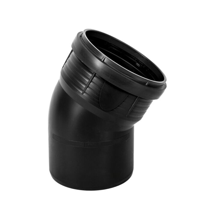 PP bocht zwart manchet / spie 75 mm 67,50°