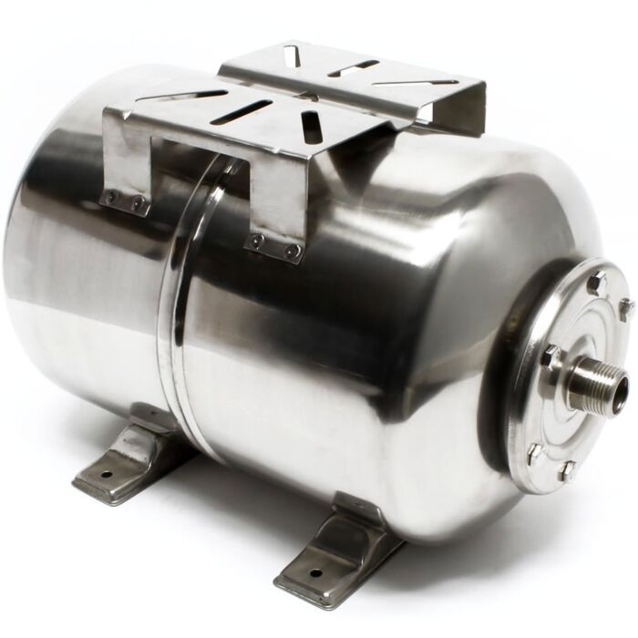 RVS Expansievat 24 liter 1'' buitendraad horizontaal