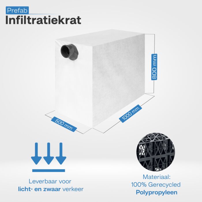 Infiltratiekrat 400 liter zwaar belastbaar 50 x 100 x 80 cm