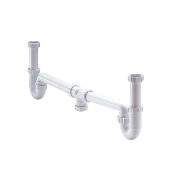 McAlpine dubbele gootsteenafvoer wit