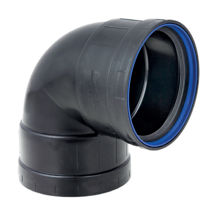 PP bocht zwart 2 x manchet 50 mm 90° PP bocht zwart 2 x manchet 50 mm 90°