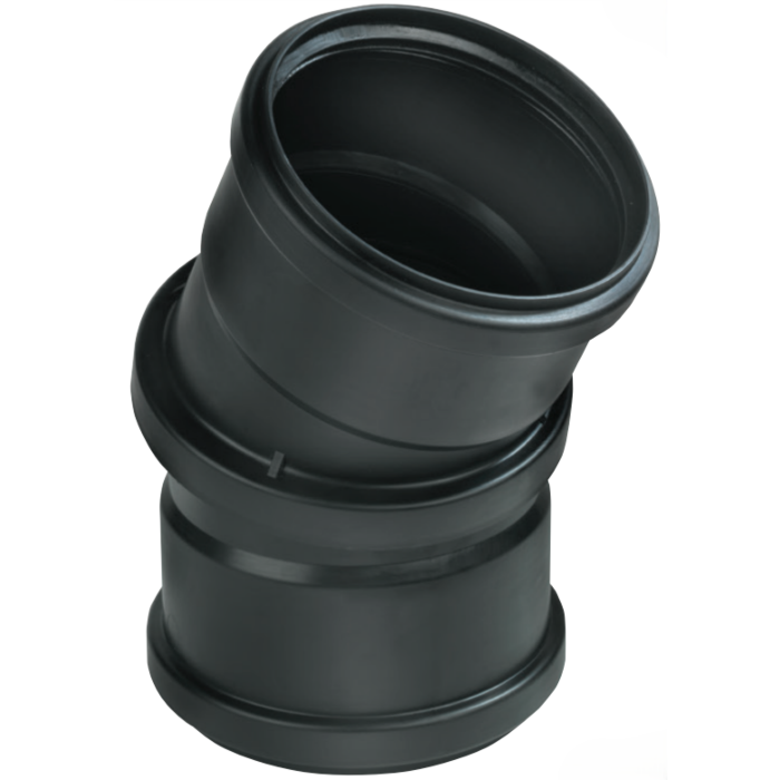 PP draaibare bocht zwart 2 x manchet 110 mm 0-30°