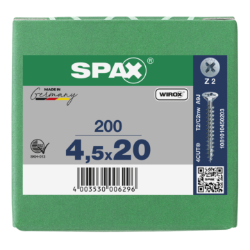 Spax spaanplaatschroeven PZ2 verzinkt 4.5 mm voldraad
