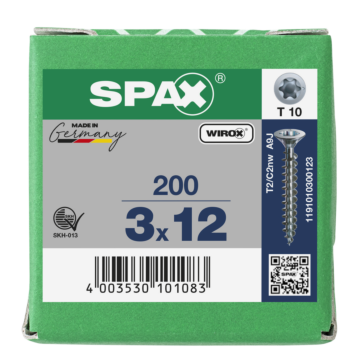 Spax spaanplaatschroeven T10 verzinkt 3 mm voldraad