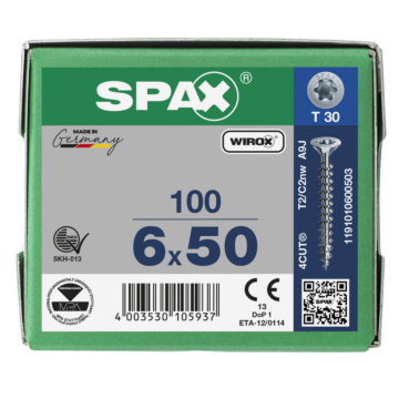Spax spaanplaatschroeven T20 verzinkt 6 mm voldraad
