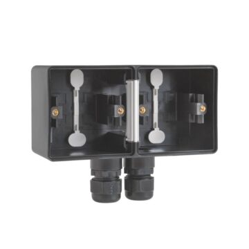 Niko new hydro zwarte spuitwaterdichte opbouwdoos 2-voudig 2 onder ingangen