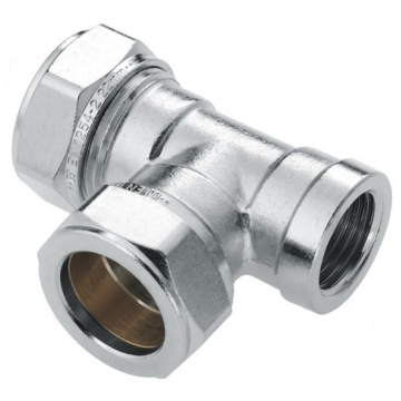 Bonfix messing t-stuk vertind knel 22 mm x knel 22 mm x binnendraad 3/4"